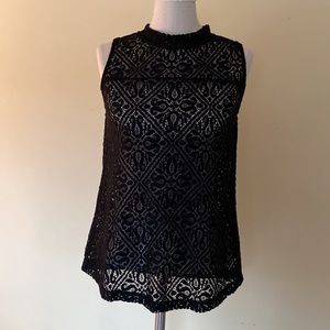 Loft Lace Mock Neck Top